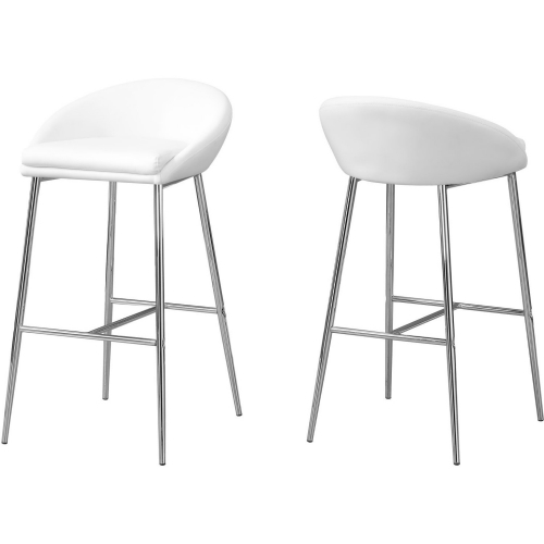 Counter Stool in White Leatherette on Chrome Base (Set of 2)